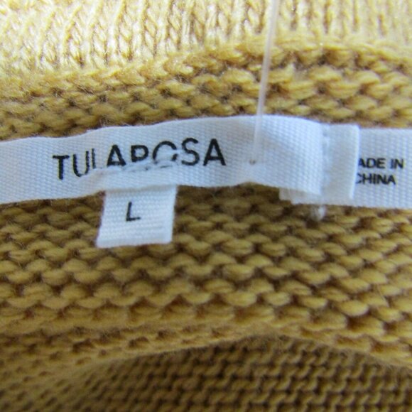 TULAROSA NWT Sweater Mini Dress L Off Shoulder Mustard Gold Cozy Minimalist - Picture 6 of 9